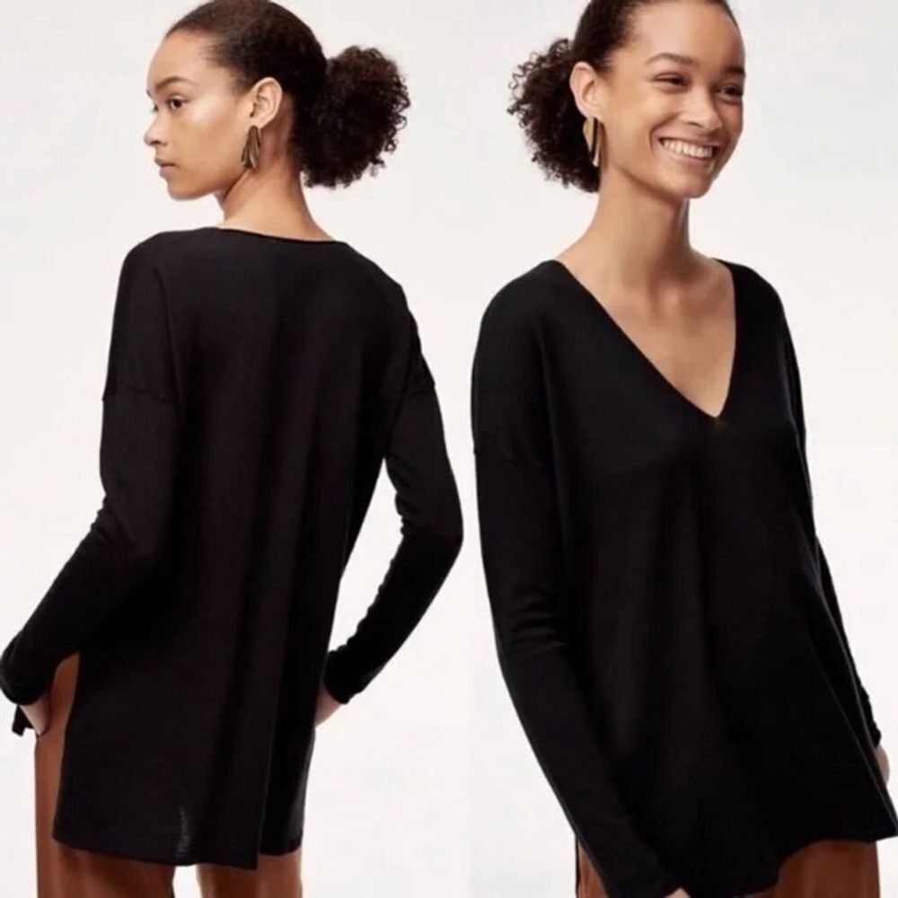 Babaton Erin V-Neck Wool Linen Sweater